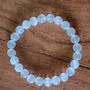 🎁 Hand Crafted Selenite Natural Stone Stretch Bracelet 8MM Beads NEW